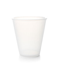 Empty measuring cup on white background