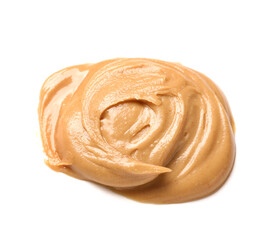 Sample of nut butter on white background