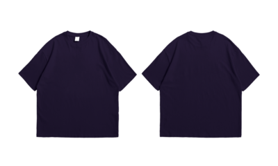 Oversize midnight t-shirt front and back isolated background