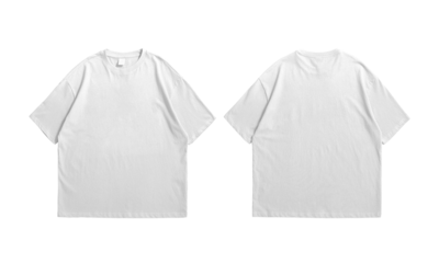 Oversize white t-shirt front and back isolated background