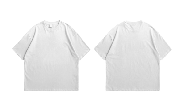 Oversize white t-shirt front and back isolated background