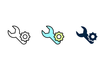 Wrench and Gear Cogwheel icon. Simple element illustration. Wrench and Gear Cogwheel concept outline symbol design.