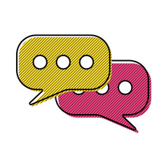Neu memphis message icon isolated on background. Simple vector illustration. Colorful texting chat sign. Bubble speech symbol. Linear pictogram for web site, app, UI, graphic design. Modern flat style