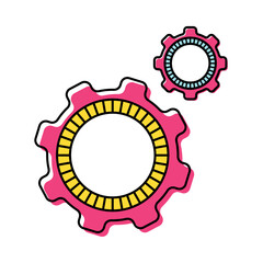 Neu memphis setting icon isolated on background. Simple vector illustration. Colorful gear sign. Cog wheel symbol. Modern linear flat pictogram for web site, mobile app, UI, graphic design