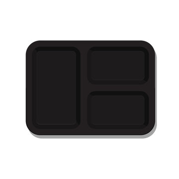 Empty black tv dinner tray icon.isolated illustration.
