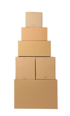 Obraz premium Many closed cardboard boxes on white background. Delivery service