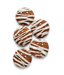 Halloween mummy cookies on white background