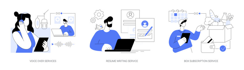 Online based jobs abstract concept vector illustrations.