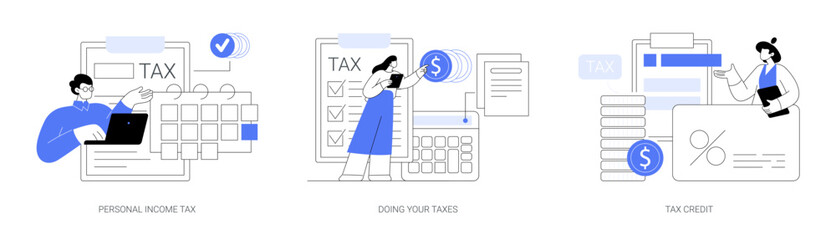 Years tax bill abstract concept vector illustrations.