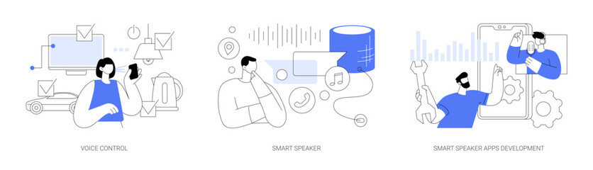 Speech recognition technology abstract concept vector illustrations.