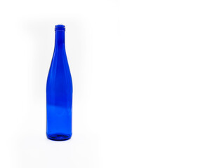 Blue Bottle of Wine Isolated on a White Background