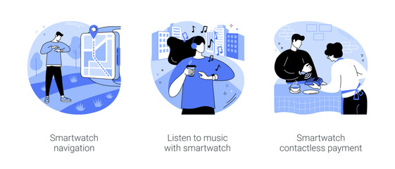 Smartwatch use isolated cartoon vector illustrations se
