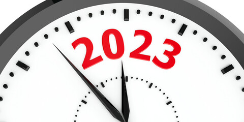 Fototapeta na wymiar Clock dial with number 2023