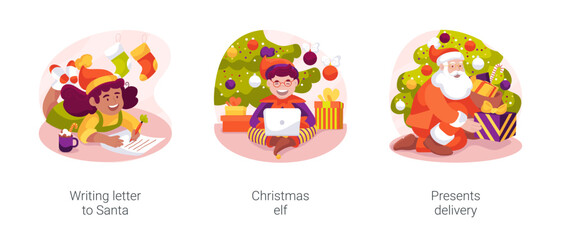 Christmas gift bearers isolated cartoon vector illustration set