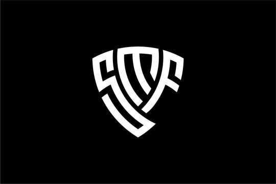 SMF creative letter shield logo design vector icon illustration