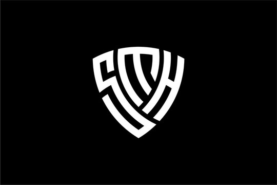 SMH creative letter shield logo design vector icon illustration