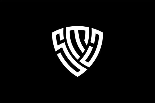 SMJ creative letter shield logo design vector icon illustration