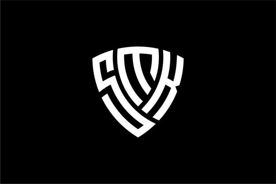 SMK creative letter shield logo design vector icon illustration