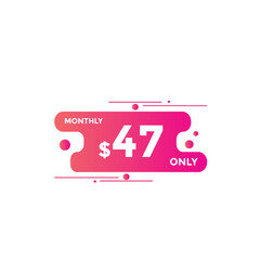 47 dollar price tag. 47$ dollar USD price symbol. price 47 Dollar sale banner in USD. Business or shopping promotion marketing concept
