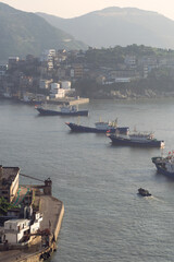 Seaside port with residental houses around, in Taizhou, Zhejiang.