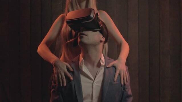Man have sexual activity with a virtual character