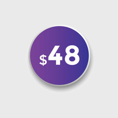 Monthly 48 Dollar price tag or sticker. forty eight dollars sales tag. shopping promotion marketing concept. sale promotion Price Sticker Design
