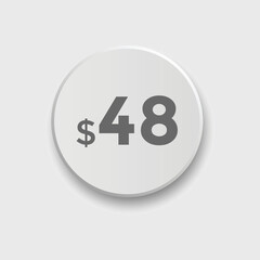 Monthly 48 Dollar price tag or sticker. forty eight dollars sales tag. shopping promotion marketing concept. sale promotion Price Sticker Design
