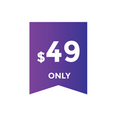 Monthly 49 Dollar price tag or sticker. forty nine dollars sales tag. shopping promotion marketing concept. sale promotion Price Sticker Design
