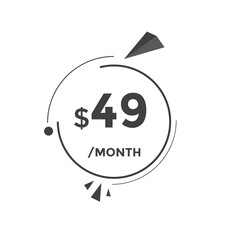 49 dollar price tag. 49$ dollar USD price symbol. price 49 Dollar sale banner in USD. Business or shopping promotion marketing concept

