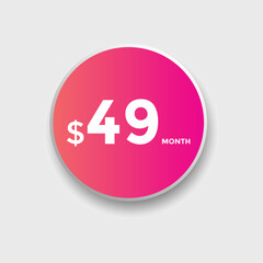 49 dollar price tag. 49$ dollar USD price symbol. price 49 Dollar sale banner in USD. Business or shopping promotion marketing concept
