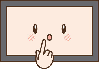 人差し指を立てて考えるテレビ
