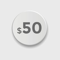Monthly 50 Dollar price tag or sticker. fifty dollars sales tag. shopping promotion marketing concept. sale promotion Price Sticker Design
