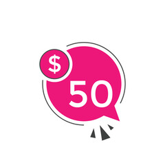 50 dollar price tag. 50$ dollar USD price symbol. price 50 Dollar sale banner in USD. Business or shopping promotion marketing concept
