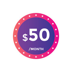 50 dollar price tag. 50$ dollar USD price symbol. price 50 Dollar sale banner in USD. Business or shopping promotion marketing concept
