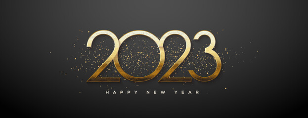 Fototapeta na wymiar Elegant and luxurious happy new year 2023, new year greeting vector background.