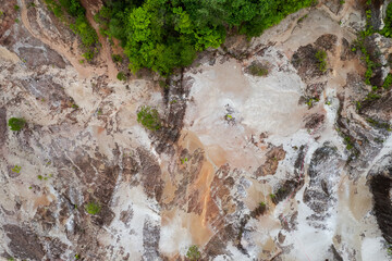 Aerial view of dry land landscape,bird eye view. Nature environment. Dry landscape from a drone. Global warming concept