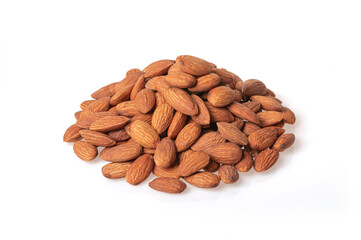 Almonds on white background