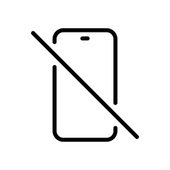 No mobile phone icon vector in line style. Cellphone prohibited, off smartphone please, stop using device sign symbol
