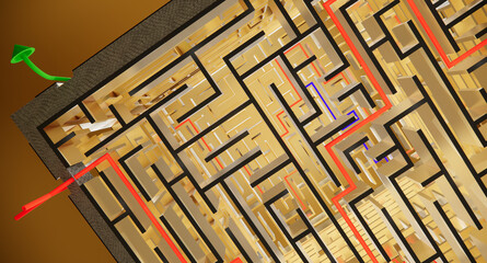 Mzae, success bar, graph of success, Find the Solution 3d maze,Arrow in maze success