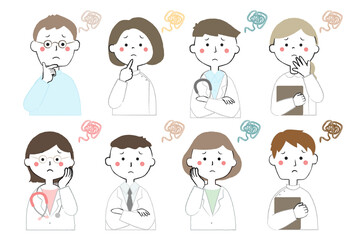 医療従事者のアイコン　困る　悩む　もやもや