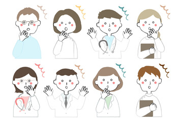 医療従事者のアイコン　驚く　びっくり