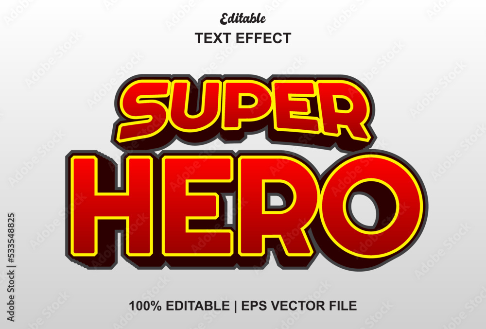 Aufkleber superhero text effect with 3d style and can be edited.