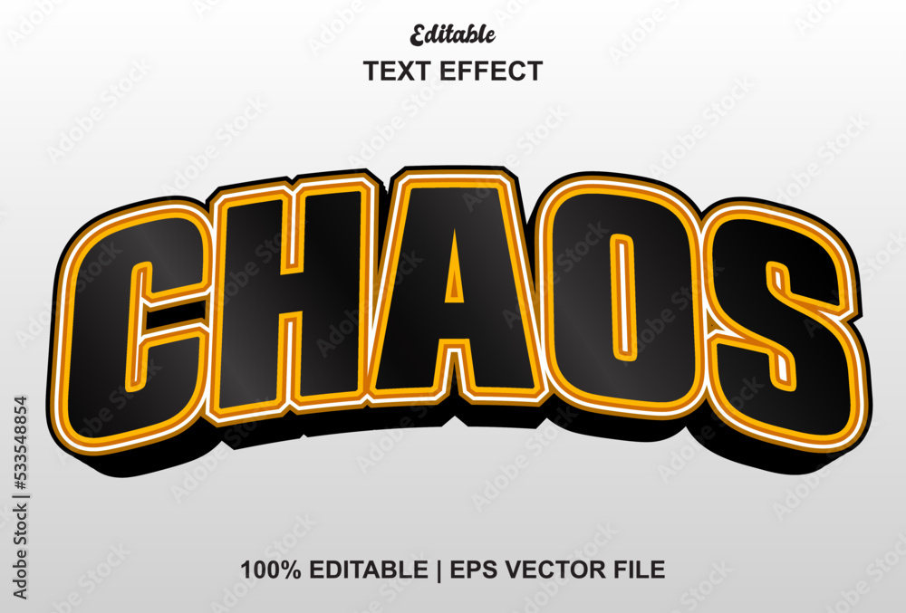 Poster chaos text effect with 3d style and editable.