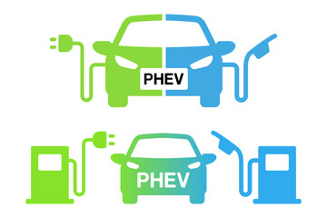 プラグインハイブリッド電気自動車（PHEV車）、電気エネルギーと燃料エンジンの図解