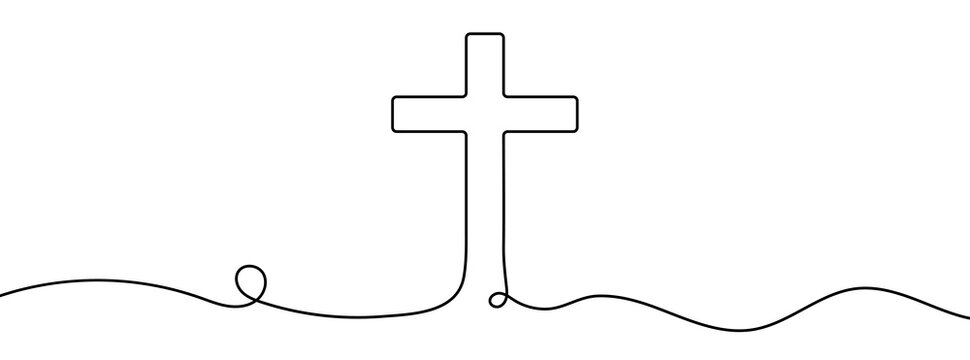 recommend clip art: Continuous drawn one line of the symbol of religion. Vector illustration