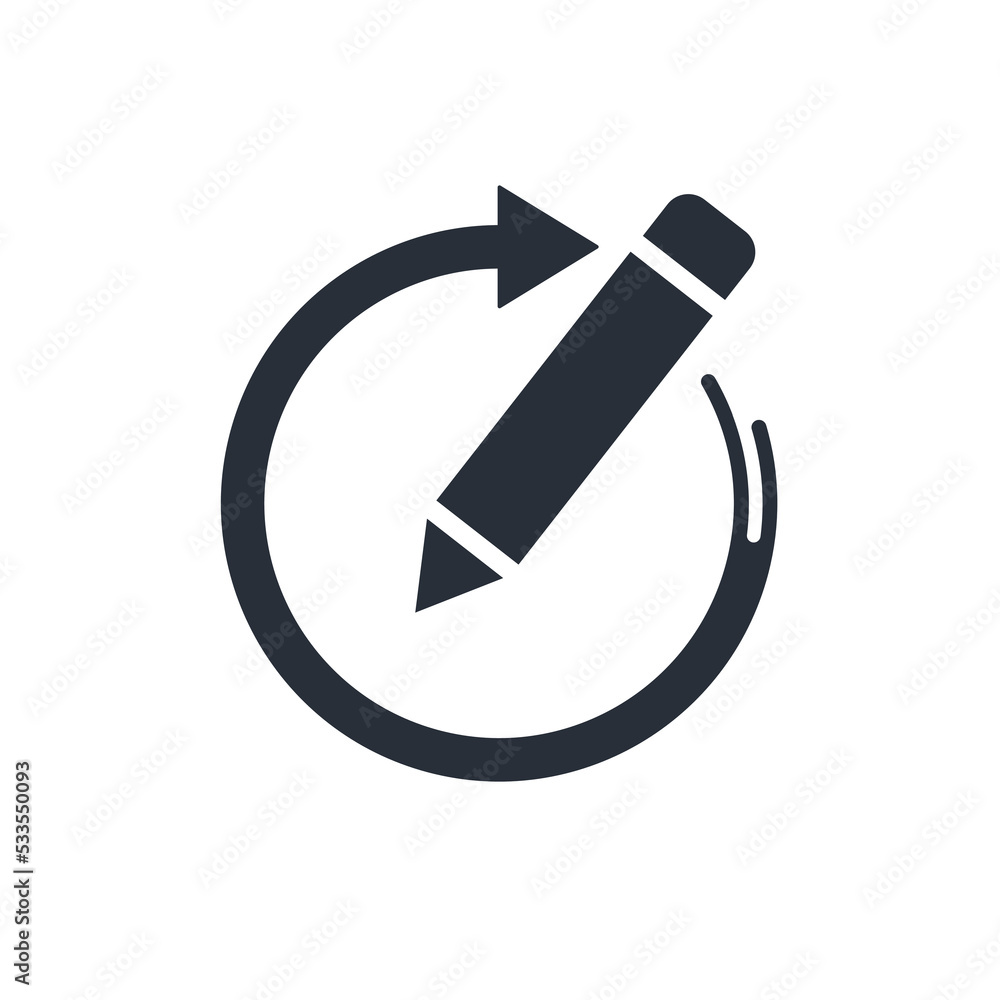 Poster speed arrow and pencil. quick answer, response. vector linear icon isolated on white background.