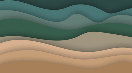 Vector wave texture papercut landscape background