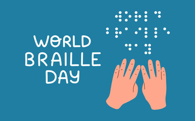 World Braille Day, message in Braille alphabet - obrazy, fototapety, plakaty