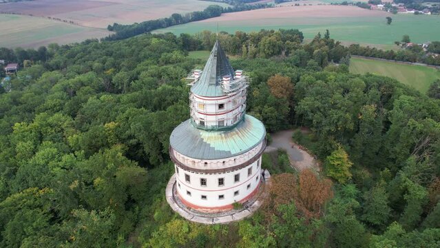historical old castle Humprecht, manor house,Sobotka, Czech republic,Europe, aerial panorama landscape view	
