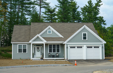 modern new built single family house in residential area